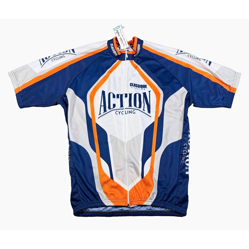 Classique Action Cycling Jersey Mens XXL NWT Short Sleeve Full Zip Blue Orange